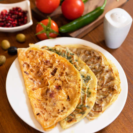 Tasty qutab on the table, top view