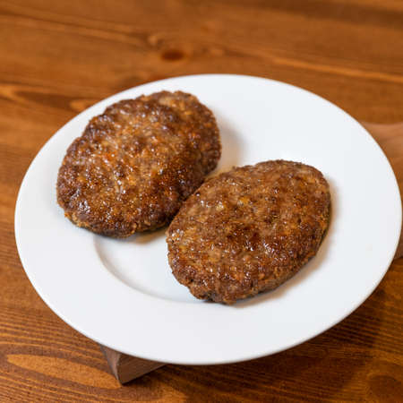 Beef cutlet on the plate close upの写真素材