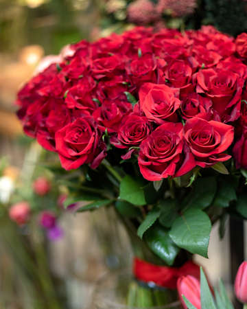 Red rose bouquet close upの写真素材