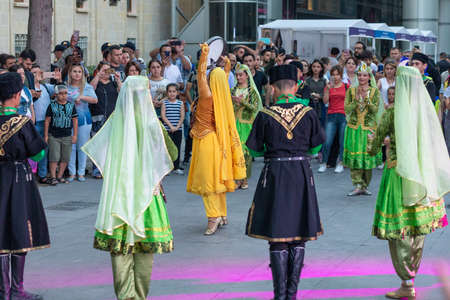 Azerbaijani national dancers performing on the stageのeditorial素材