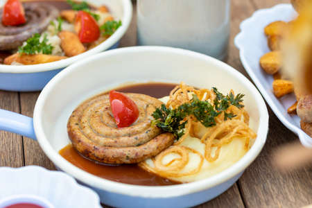 German sausage, meat meal, close upの写真素材