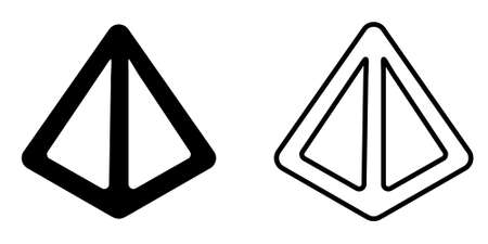 3d triangle pyramid icon vector isolated illustration, black and white versionのイラスト素材
