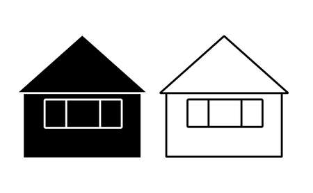 House linear icon vector, black and white versionのイラスト素材