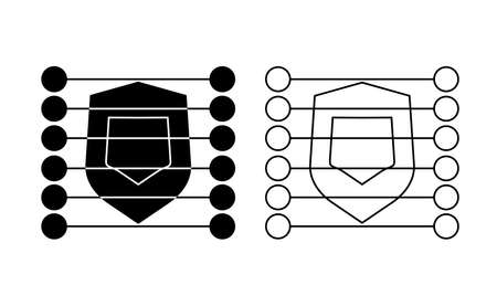 Under protection linear icon vector, black and white versionのイラスト素材