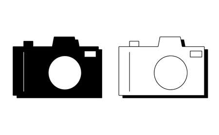 Camera linear icon vector, black and white versionのイラスト素材