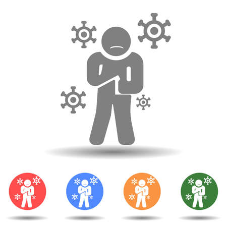 Sick shivering flu man icon vector isolated on backgroundのイラスト素材