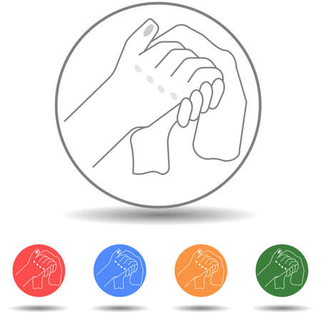 Person wiping and wiping his hands with a paper towel or napkin icon vectorのイラスト素材