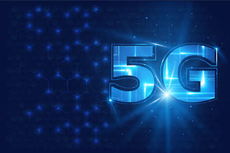 Mobile 5G network technology symbol in futuristic style. Modern technology and innovation.