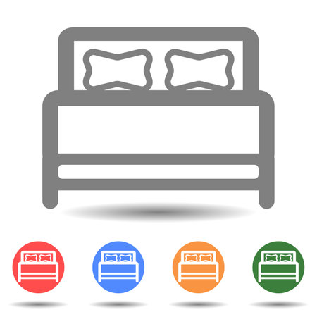 Double bed vector icon in linear styleのイラスト素材