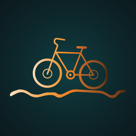 Bicycle for the off-road icon vector logo. Gradient gold concept with dark backgroundのイラスト素材