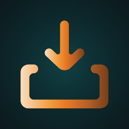 Gold download sign. Gradient gold concept with dark backgroundのイラスト素材