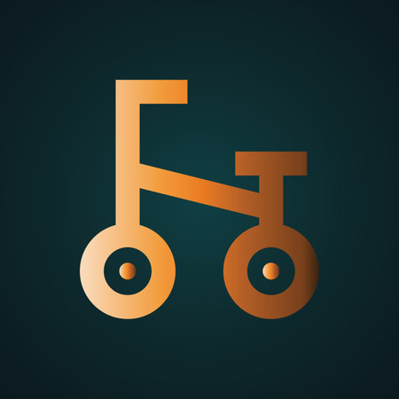 Bike icon vector logo. Gradient gold concept with dark backgroundのイラスト素材