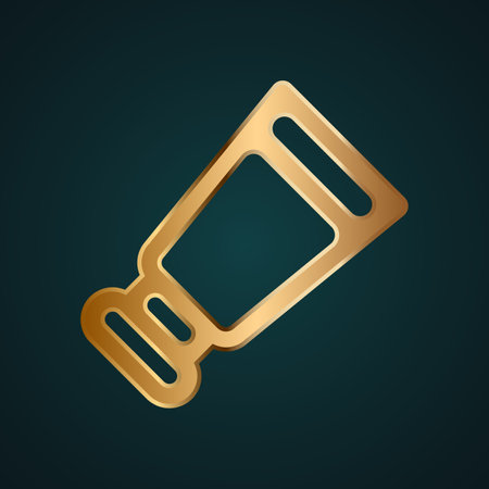 Pencil brush icon vector logo. Gradient gold metal with dark backgroundのイラスト素材