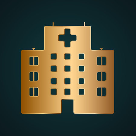 Hospital building vector. Gold metal with dark backgroundのイラスト素材