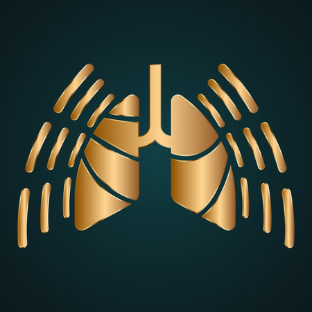 Lung pneumonia sick vector. Gold metal with dark backgroundのイラスト素材