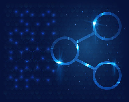 Futuristic molecules model background, atom vectorのイラスト素材