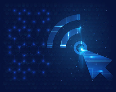 Touch the future. Interface technology, computer pointer illustration.のイラスト素材