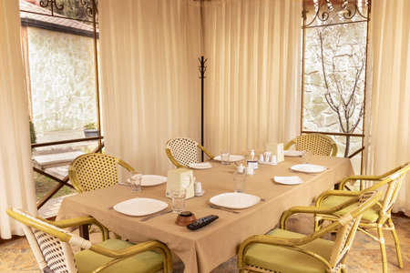 Modern restaurant banquet event room interiorのeditorial素材