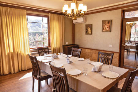 Modern restaurant banquet event room interiorのeditorial素材