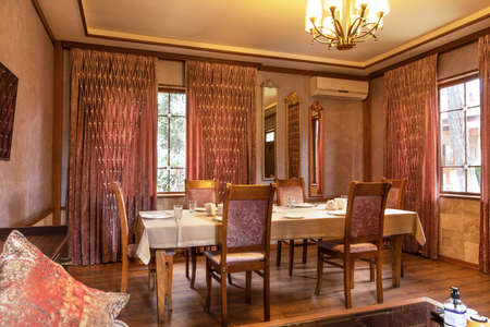 Luxury restaurant banquet event room interiorのeditorial素材
