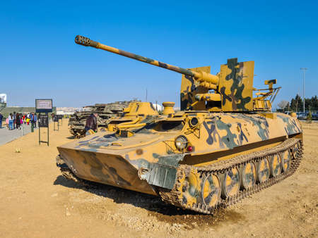 AZP S-60 on the MT-LB armored tracked vehicle - Baku, Azerbaijan, 04-16-2021のeditorial素材