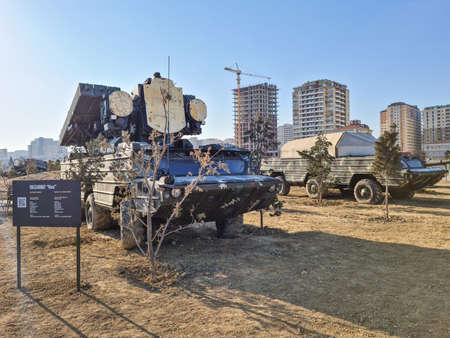 Osa on BAZ-5937m, low-altitude, short-range tactical surface-to-air missile system - Baku, Azerbaijan, 04-16-2021のeditorial素材