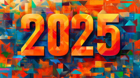 Bold graphic showing the numbers 2025, ideal for illustrating concepts about the futureの素材