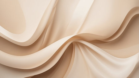 Soft beige fabric drapes gracefully, showcasing smooth curves and gentle folds. The texture adds depth and warmth, creating an inviting atmosphere in interior design.の素材