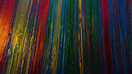 Bold strokes of red, blue, green, and yellow intertwine, forming a rich texture in this vibrant artwork. Light enhances the colors, revealing depth and creativity.の素材