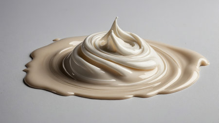 Creamy texture in white and beige colors, creating a swirling patternの素材