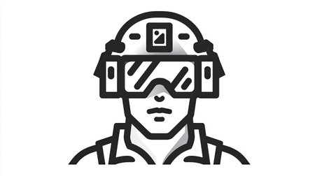 A soldier is depicted in tactical gear, complete with a helmet and protective goggles, symbolizing readiness for a military operation. The focused expression suggests determination and vigilance during a mission.の素材
