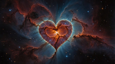 The magnificent Heart Nebula IC 1805, located in the constellation Cassiopeia, showcasing its vibrant, heart shaped formの素材
