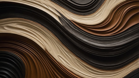 Layers of colored paper curve and flow in smooth waves, forming an abstract and artistic composition that emphasizes texture and natural hues, suitable for creative inspiration.の素材