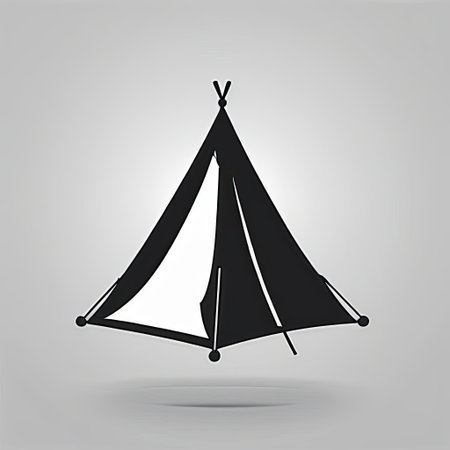 A sleek camping tent stands out with its black and white design, showcasing geometric shapes and minimalist aesthetics. Ideal for outdoor adventures and stylish camping trips.の素材