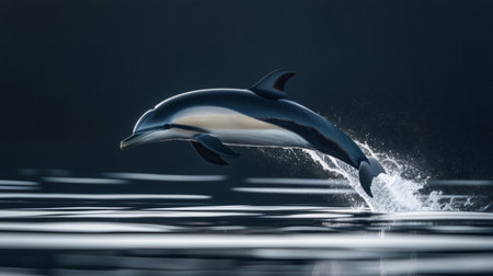 Dolphin jumping out of the water creating splashesの素材