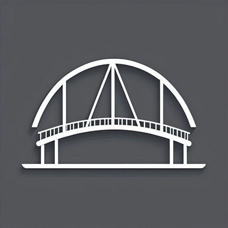 A striking architectural representation of a bridge features a smooth arch and elegant lines, emphasizing modern construction techniques.の素材