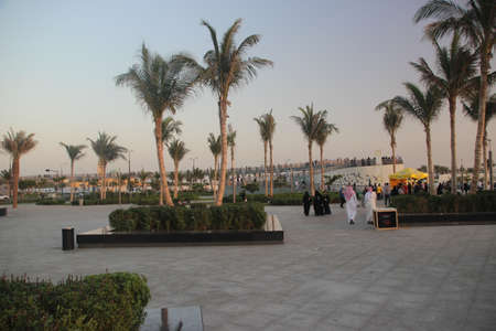 Jeddah city of Saudi Arabia with Beautiful Beach, Cityscape, Green Parks,  Seasideのeditorial素材