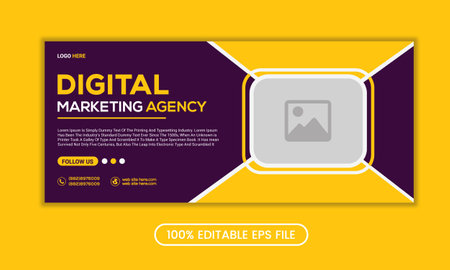 Digital Marketing Agency Banner Template. Editable Vector Illustration in Flat Styleのイラスト素材
