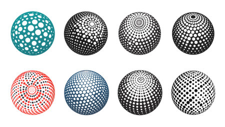 Spherical patterns using dots with gradients and multiple different colorsのイラスト素材