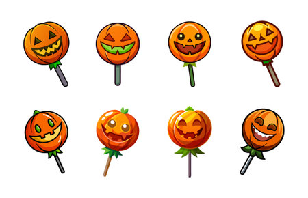 Halloween Pumpkin Lollipops Illustration set on white background.のイラスト素材