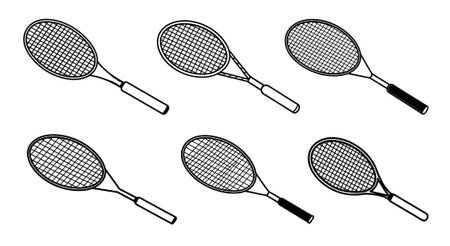 Silhouette vector illustration Badminton racket icons, illustration on white background.のイラスト素材