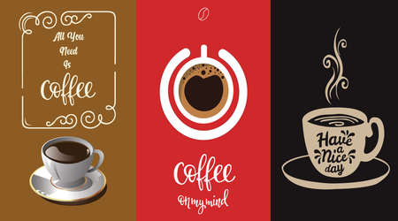 Pack 3 Coffee Poster Modern Designのイラスト素材