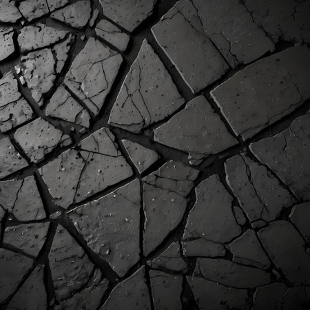 Cracked ground texture. Abstract background for design. Black and white.の素材