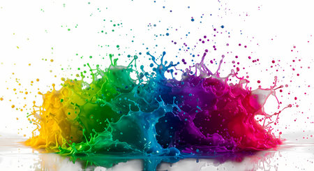 Colored paint splashes isolated on white background. 3d render