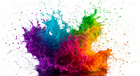 Colorful paint splashing isolated on white background. Abstract background.