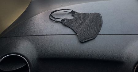 black mask to protect from virusの写真素材