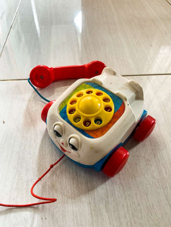 children's toy phone with bright colorsの写真素材