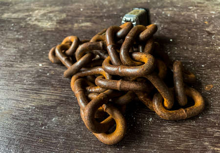 rusty chain used to lock the house