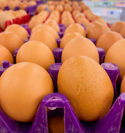 Eggs on the shelf that many buyers have takenの写真素材