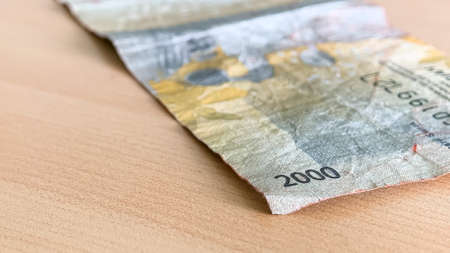 Close Beautiful rupiah money background. Indonesian, Indonesian Rupiah. Two thousand rupiah banknotes. Macro view.の写真素材